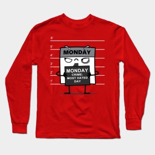 Funny Case Of The Monday Funny I Hate Monday Cute Kawaii Mugshot Long Sleeve T-Shirt